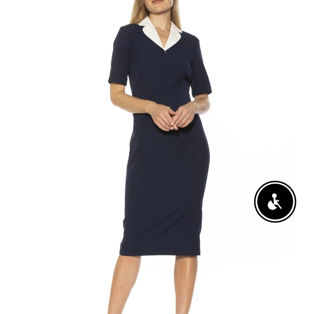 Alexia Admor NTW Navy White Kinsley Dress Size 8